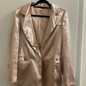 Women's Satin Blazer - Light Pink